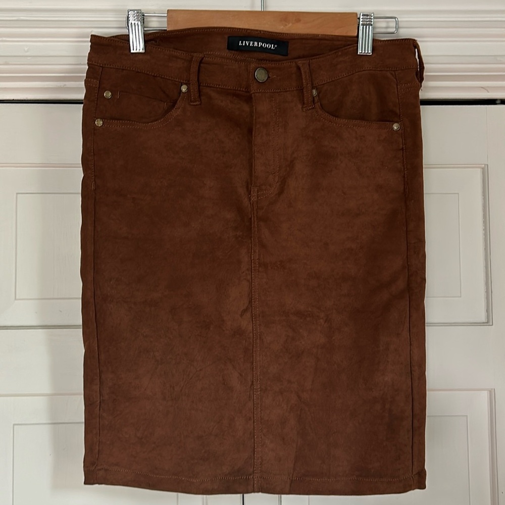 Liverpool faux suede skirt
